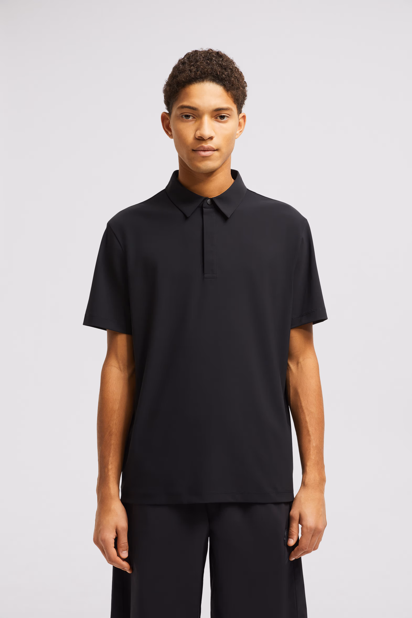Logo Patch Polo Shirt Men Black Moncler 3